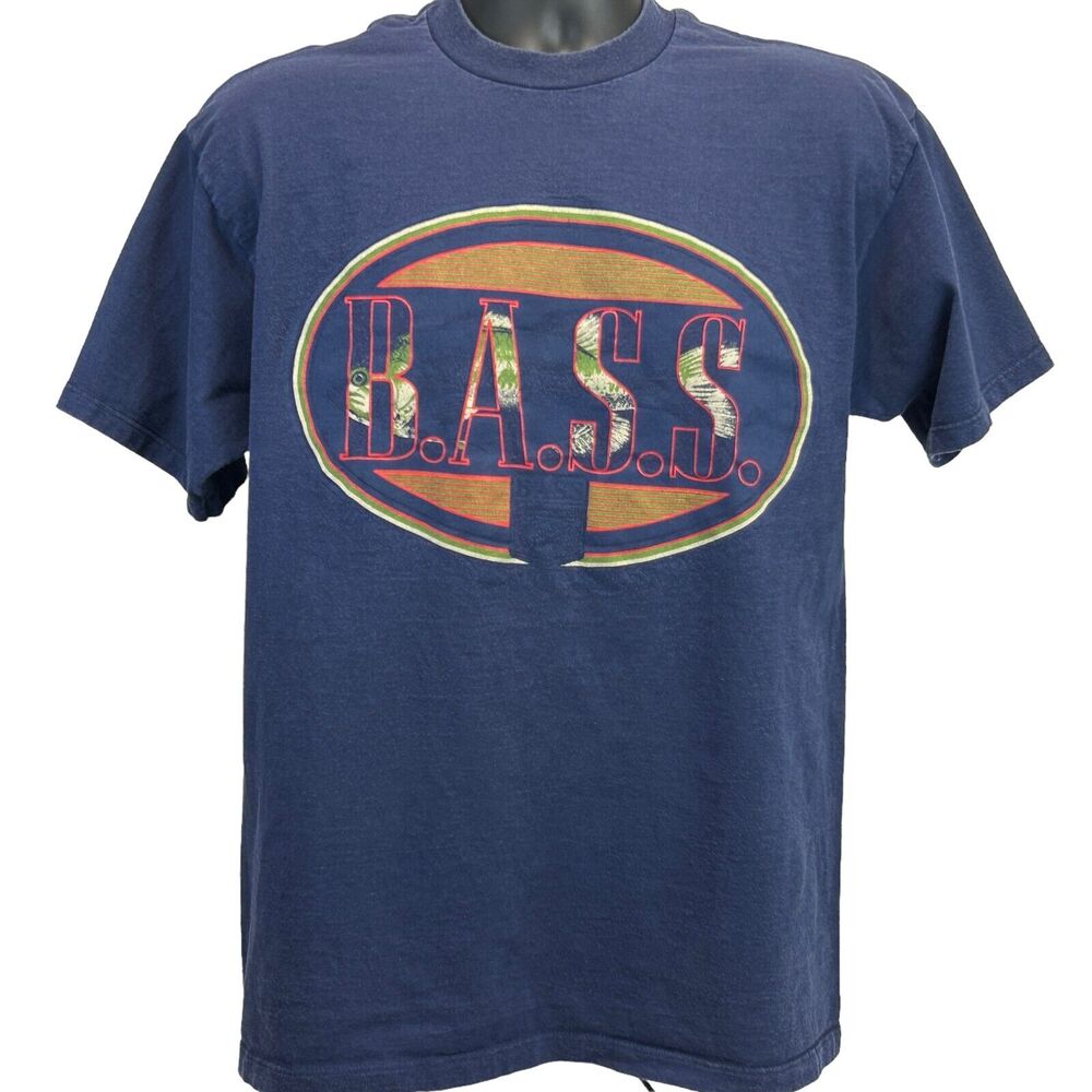 Vintage Bass Anglers Sportsman Society T Shirt L Large Fishing Fisherman Blue